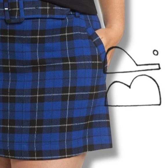 BP Nordstrom Blue Plaid Schoolgirl Skirt sz 4X NWT - Picture 1 of 6
